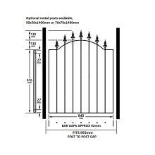 (920-990mm GAP X 1076mm High) Warwick Single Metal Spear-Top Garden Gate