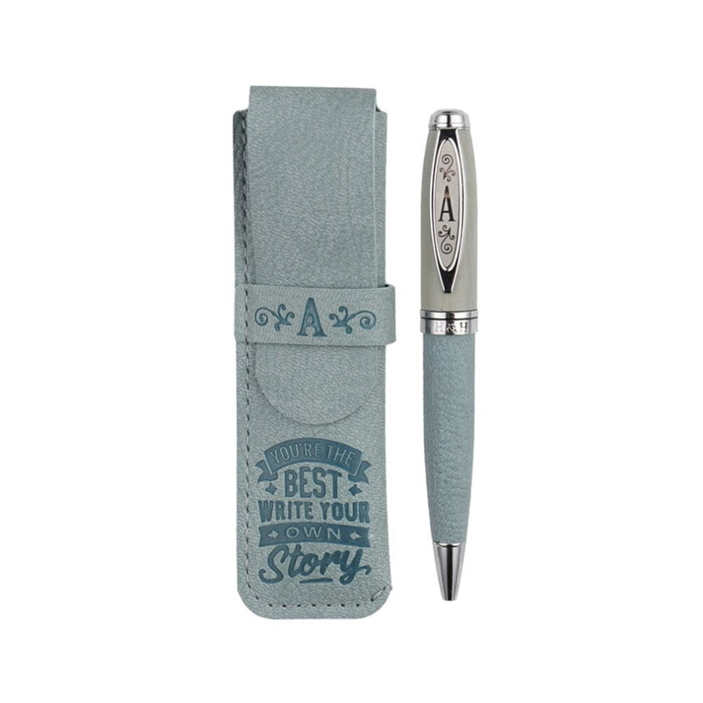 (A) History & Heraldry Bamboo Blue Ink Ballpoint Personalised Letter Pen