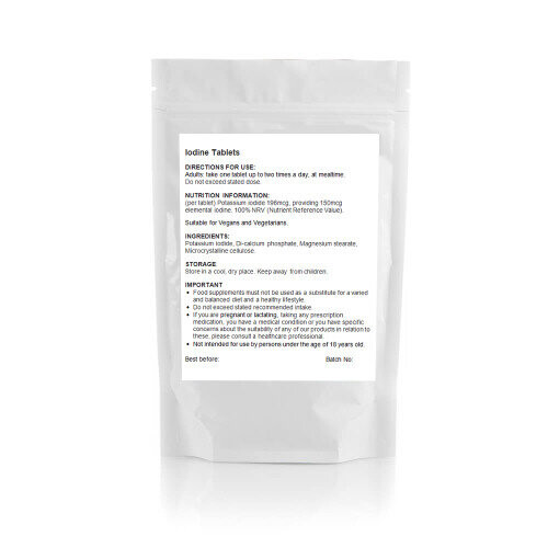 90 Tablets Potassium Iodide 150mcg (V) for Thyroid & Cognitive Support – Vegan UK 1