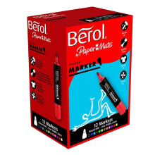 Berol Felt Tip Colouring Markers, Bullet Point (2.0 mm), Washable, Assorted Colours, 12 Count( Packaging May Vary)