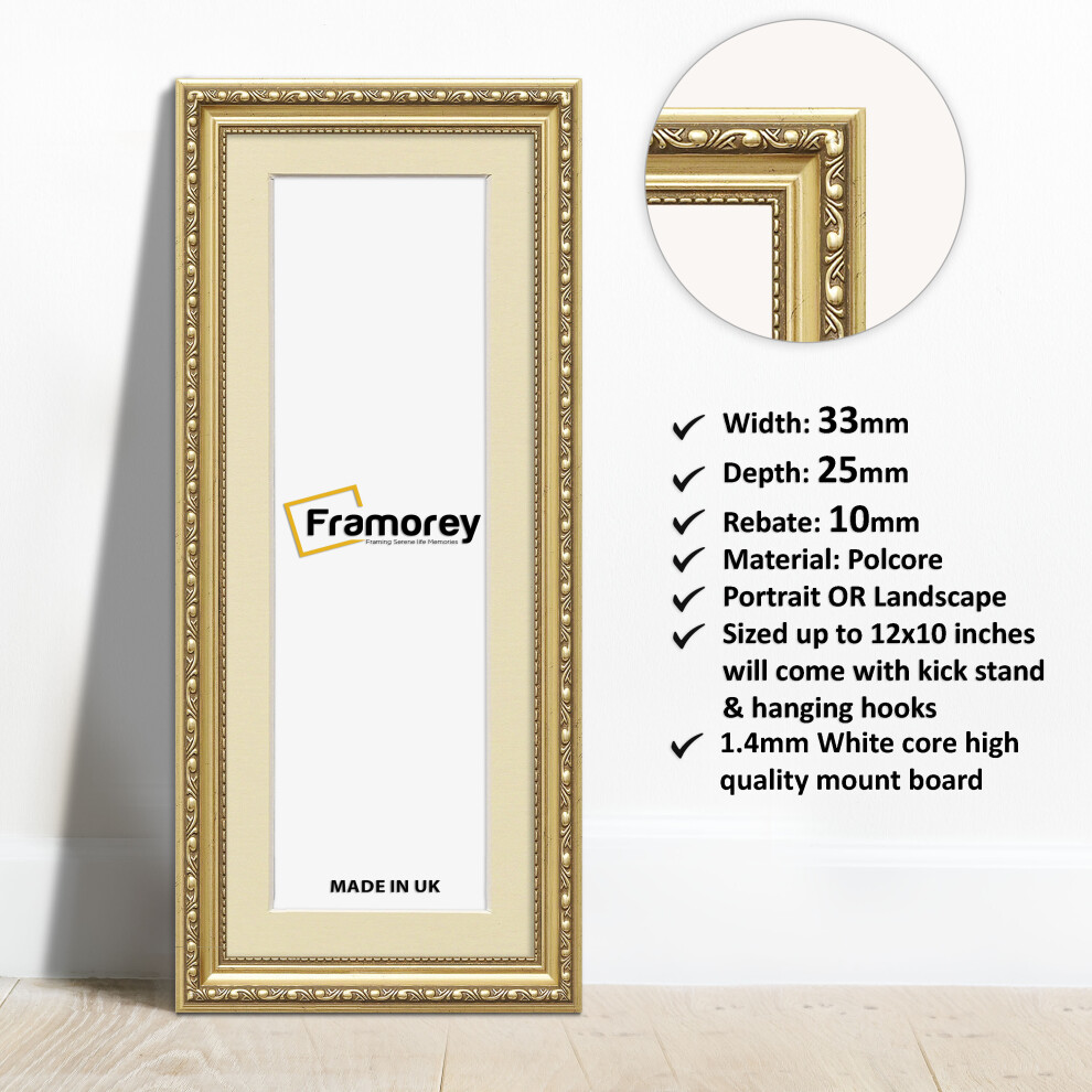 (Gold With Ivory Mount, 17x9" Pic (21x13" Frame)) Gold Picture Frame, Shabby Panoramic Style Photo Frames, Wall Hanging Frames, Home DÃ©cor Frame With-image-OPC-P95757F-NEW