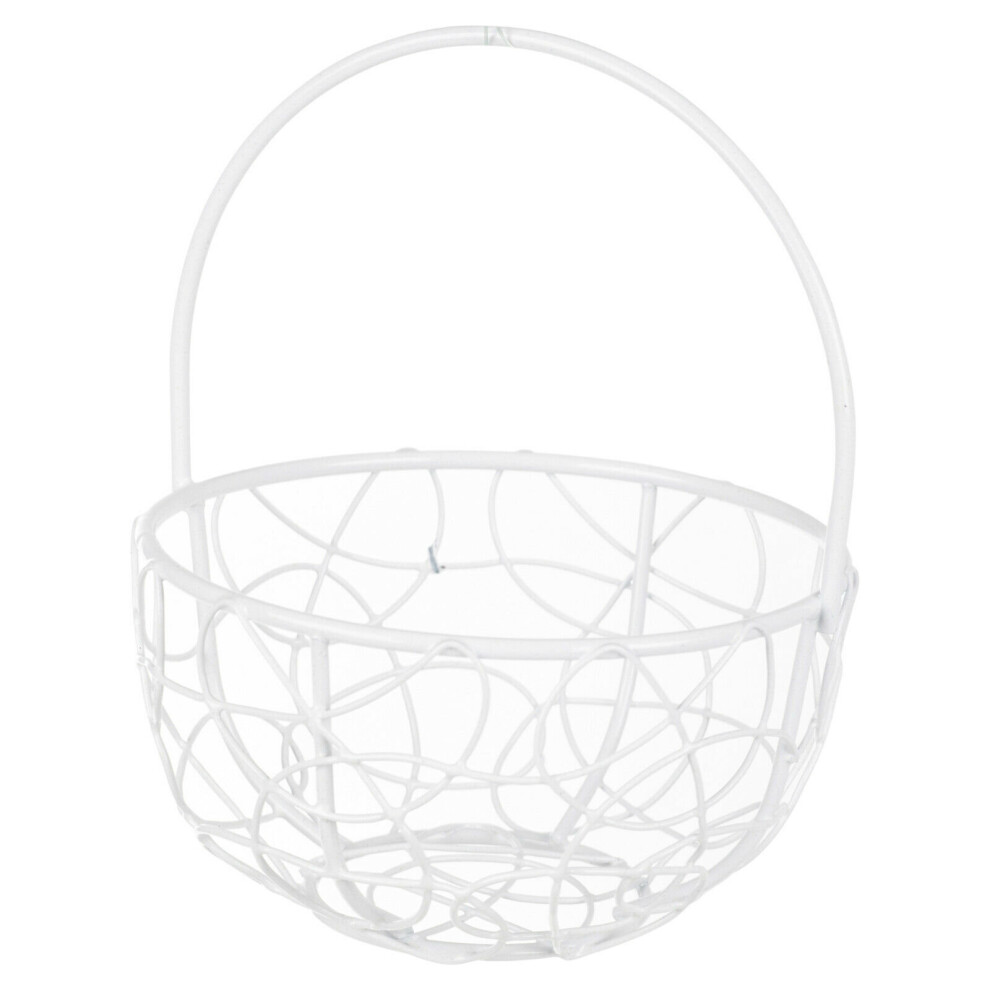 Urbn Living (Round Basket Medium, ) 6X Wire Metal Mesh Wedding Table Decor Baskets White
