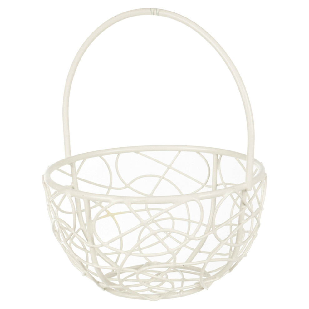 Urbn Living (Round Basket Medium, ) 6X Wire Metal Mesh Wedding Table Decor Baskets Ivory