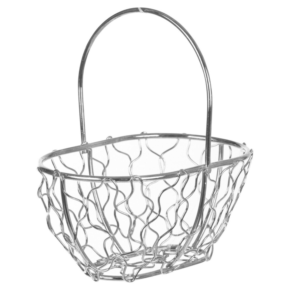 (Oblong Basket, Silver) 6x Wire Metal Mesh Wedding Table Decor Baskets