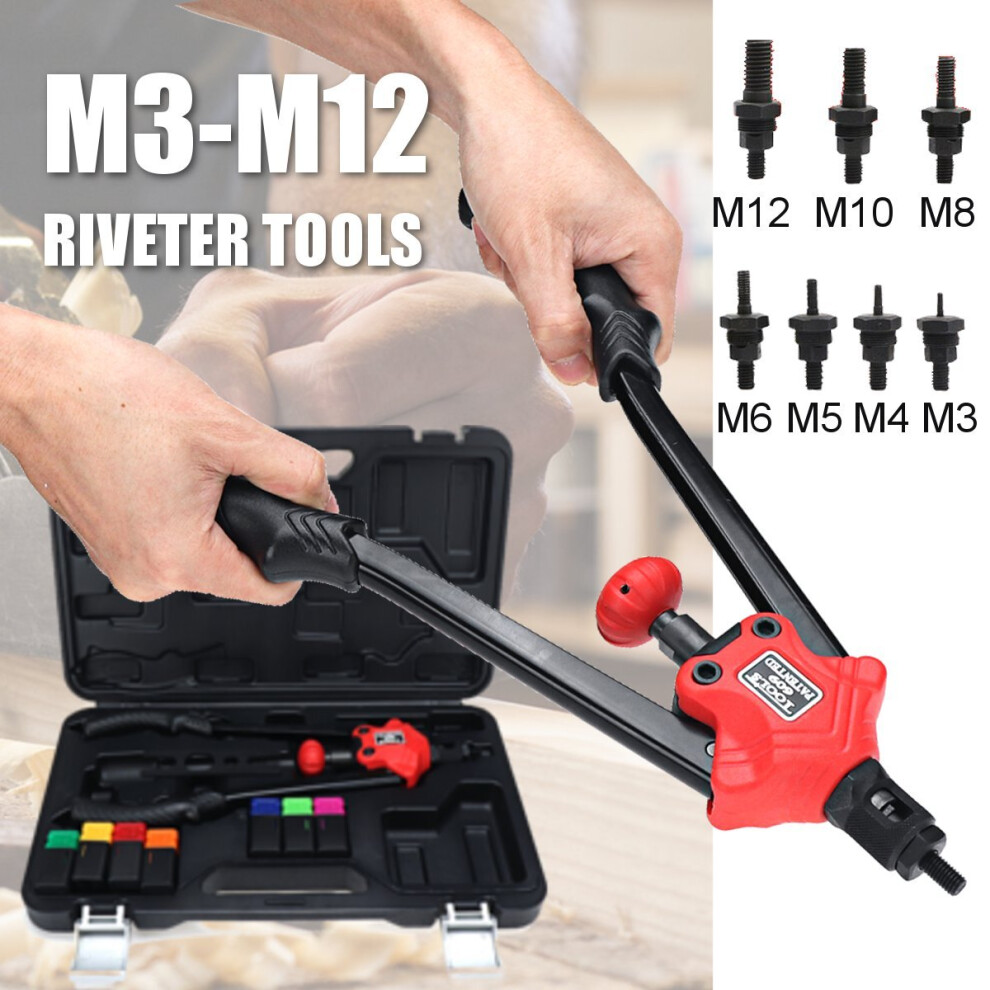 New M3-M12 Riveter Nut Riveting Kits Rivnut Nutsert Insert Tools Set Accessories