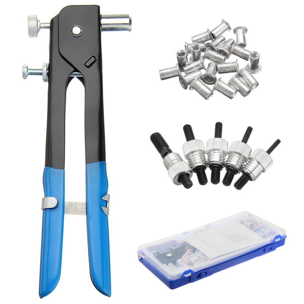 New Pop Riveter Gun Rivet Hand Tool Set Kit With 100Pcs Nut Inserts + 5Pcs Mandrels & Box 623414370660