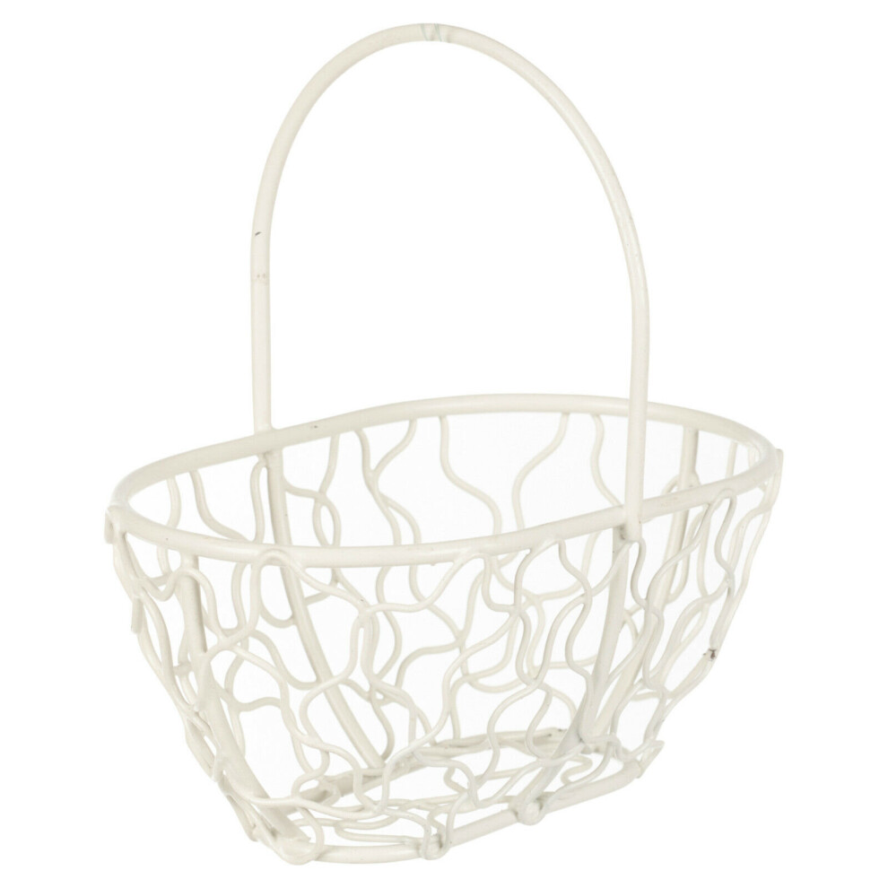 Urbn Living (Oblong Basket, ) 6X Wire Metal Mesh Wedding Table Decor Baskets Ivory
