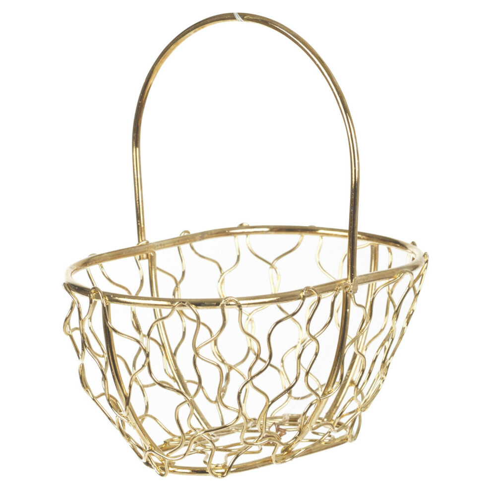Urbn Living (Oblong Basket, ) 6X Wire Metal Mesh Wedding Table Decor Baskets Gold