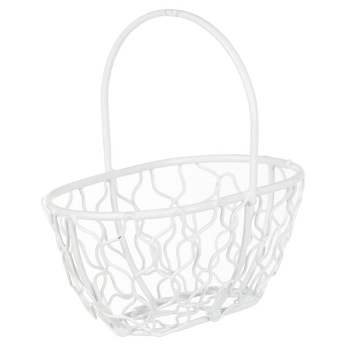 URBN Living (Oblong Basket, White) 6x Wire Metal Mesh Wedding Table Decor Baskets