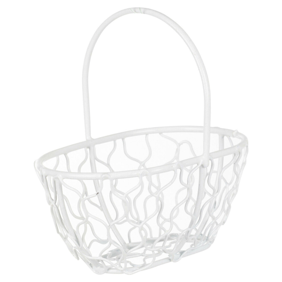 (Oblong Basket, White) 6x Wire Metal Mesh Wedding Table Decor Baskets