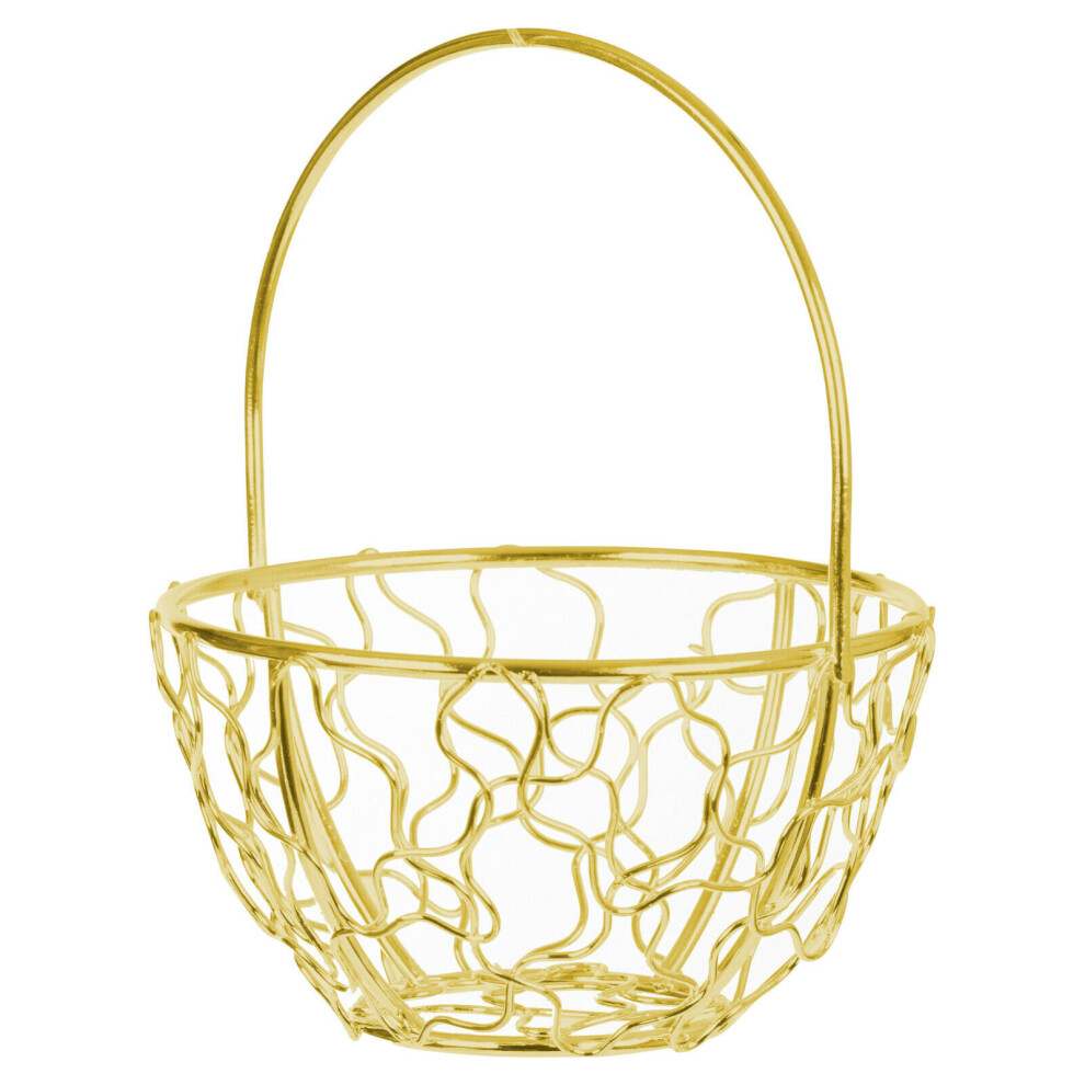 (Round Basket Small, Gold) 6x Wire Metal Mesh Wedding Table Decor Baskets-image-OPC-P95X99T-NEW