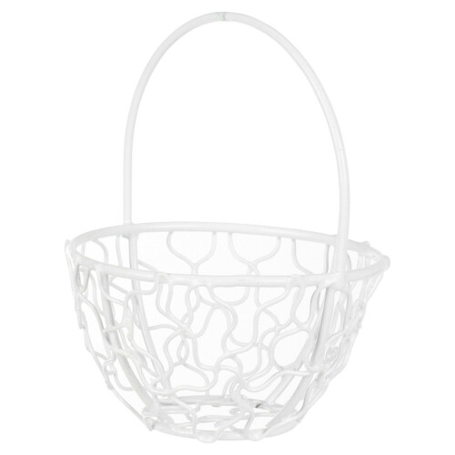 URBN Living (Round Basket Small, White) 6x Wire Metal Mesh Wedding Table Decor Baskets