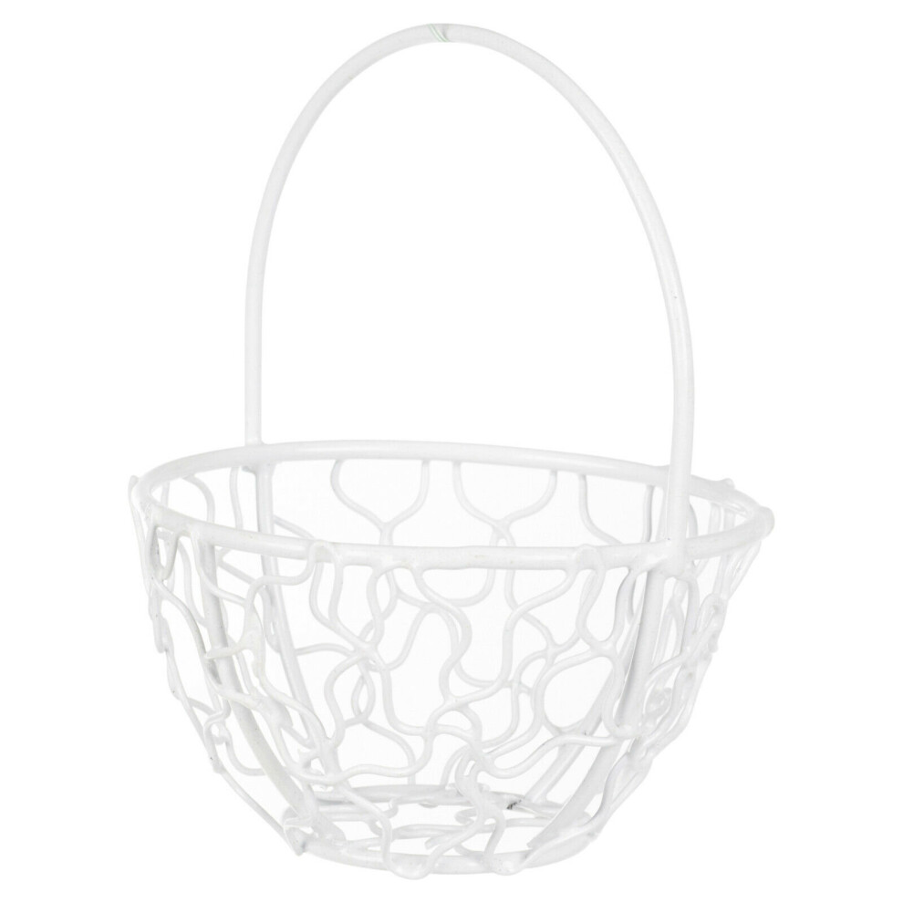 Urbn Living (Round Basket Small, ) 6X Wire Metal Mesh Wedding Table Decor Baskets White