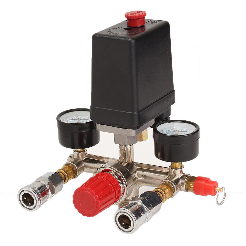 New Air Compressor Pressure Control Switch Valve Manifold Regulator With Gauges Relief 623414387231