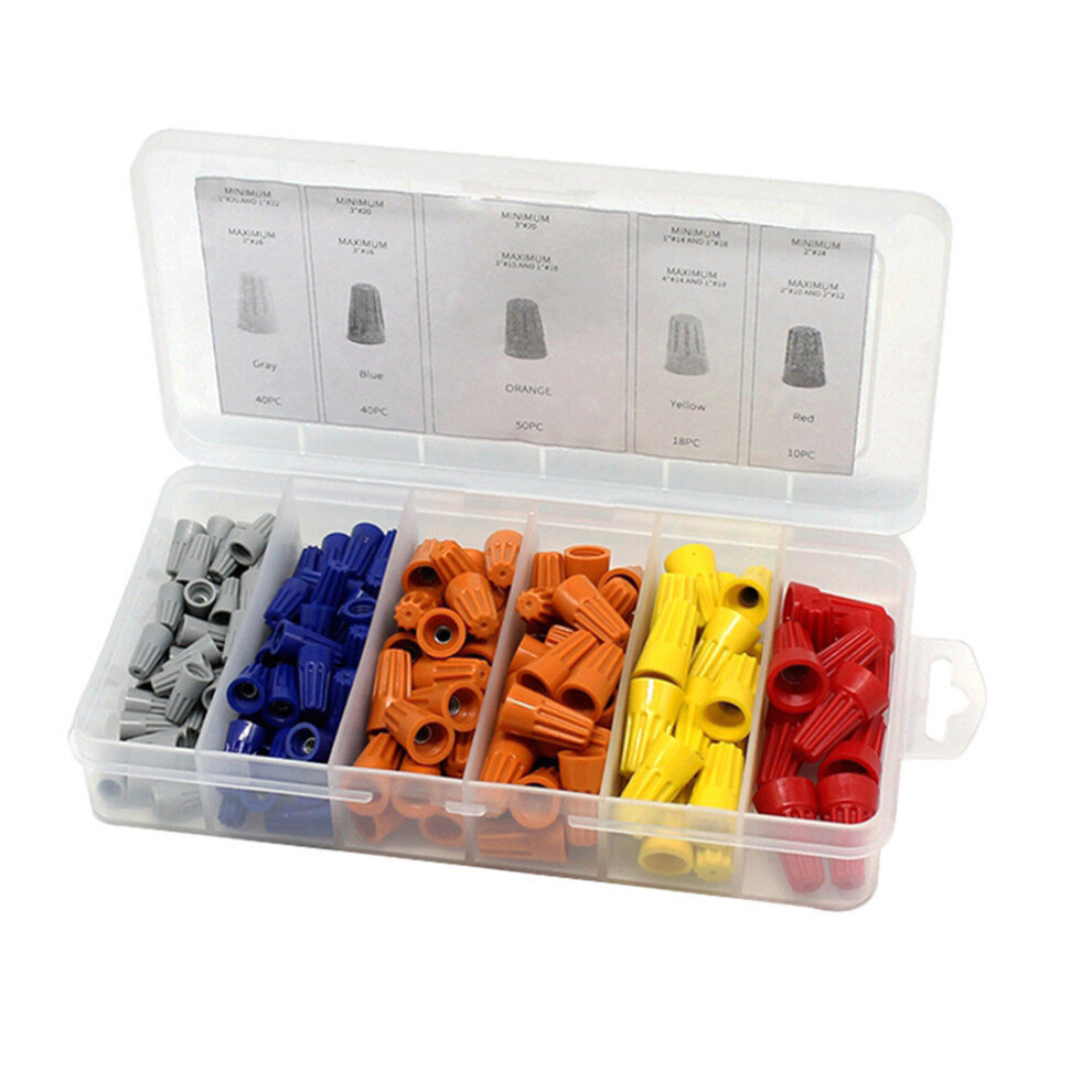 New 158Pcs Wire Connector Terminal Twist Electrical Nut Spring Cap Assortment Set Kit 623414386524