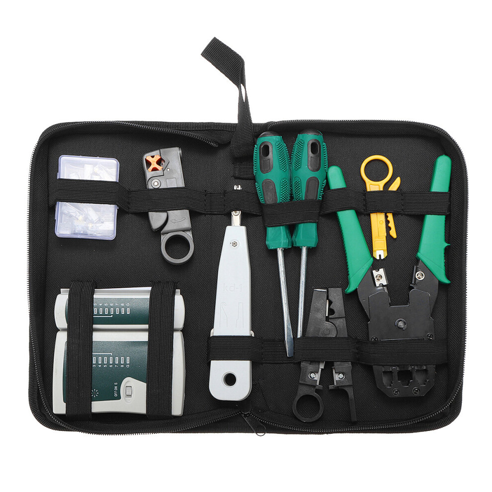 New 9Pcs Cat5 Rj45 Rj11 Rj12 Lan Network Tool Kit Crimper Stripper Network Cable Tester Crimping Kit 623414372541