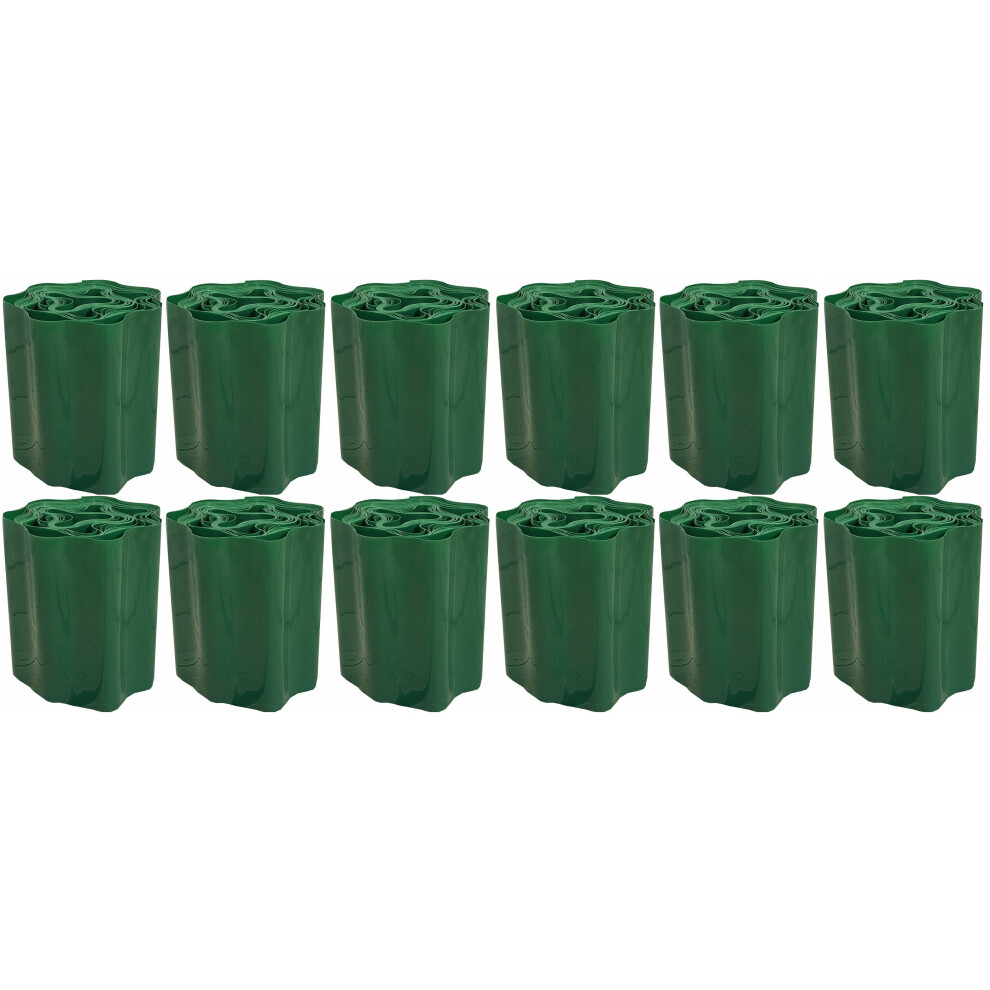 Set of 5 Green Plastic Garden Lawn Edging (9m x 15cm Roll)