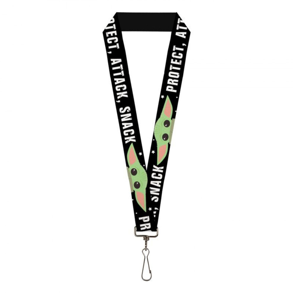 Star Wars The Mandalorian The Child Protect, Attack, Snack Lanyard Black