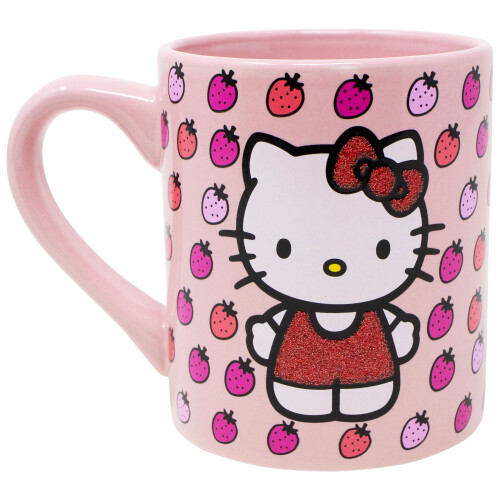 Hello Kitty Hello Kitty Strawberries 14oz Glitter Ceramic Mug