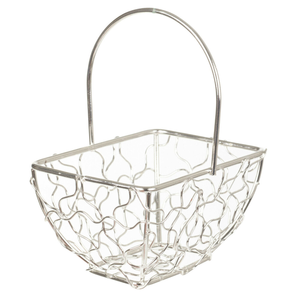 Urbn Living (Rectangle Basket, ) 6X Wire Metal Mesh Wedding Table Decor Baskets Silver