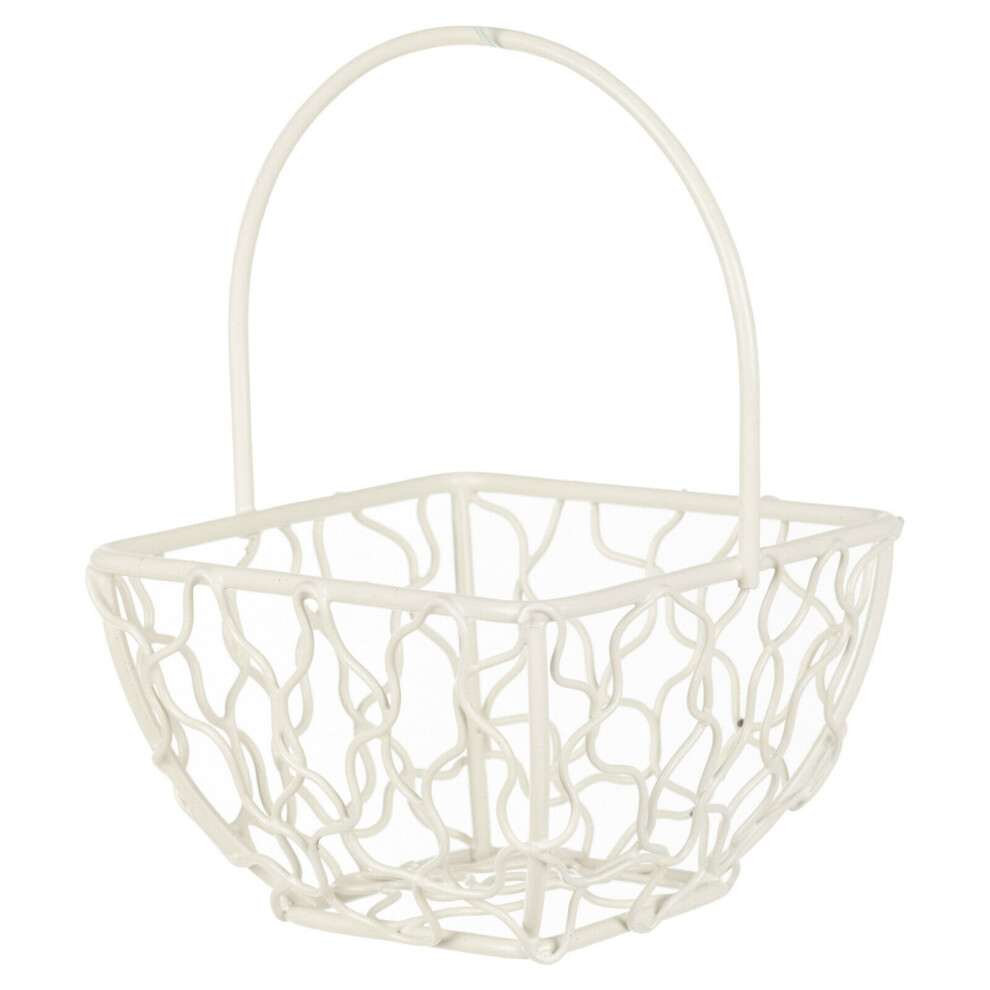 Urbn Living (Square Basket Small, ) 6X Wire Metal Mesh Wedding Table Decor Baskets Ivory