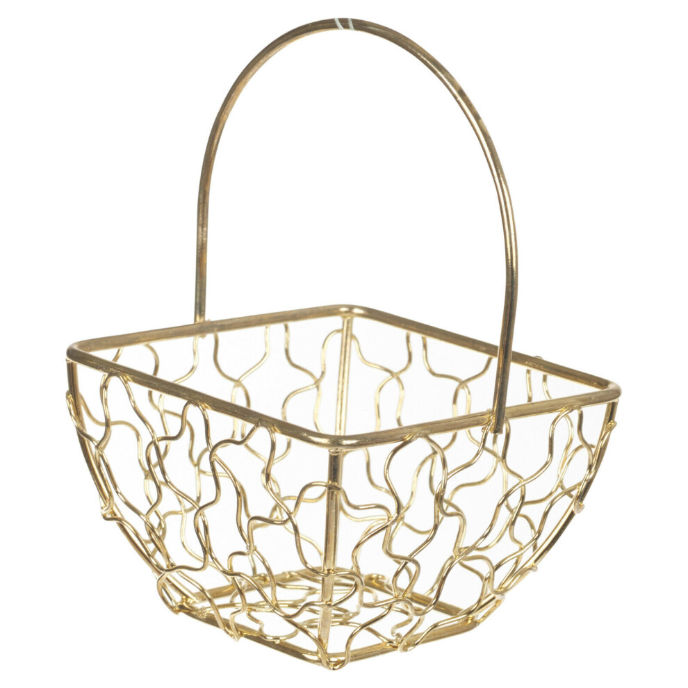 (Square Basket Small, Gold) 6x Wire Metal Mesh Wedding Table Decor Baskets