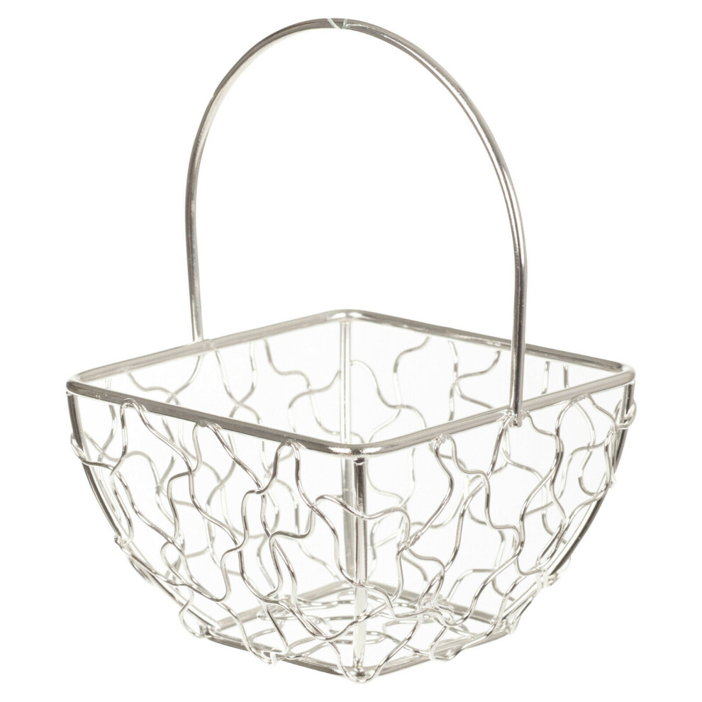 Urbn Living (Square Basket Small, ) 6X Wire Metal Mesh Wedding Table Decor Baskets Silver
