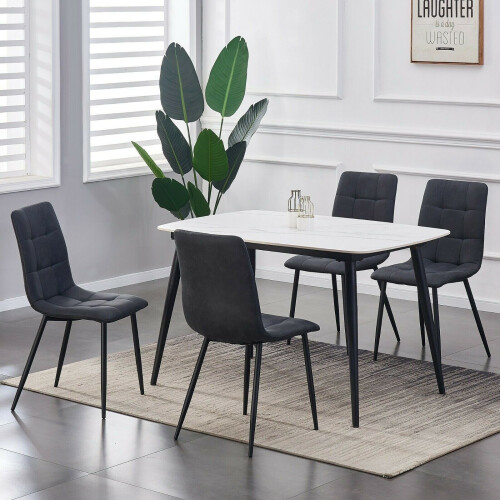 MCC (Black, 4) MCC Faux Matte Suede Leather Dining Chairs