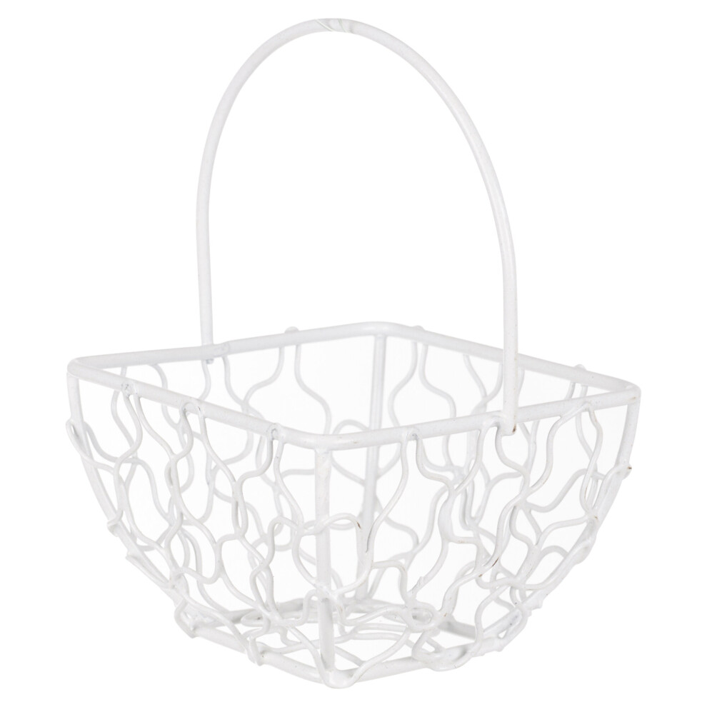 (Square Basket Medium, White) 6x Wire Metal Mesh Wedding Table Decor Baskets