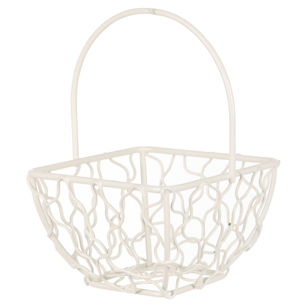 Urbn Living (Square Basket Medium, ) 6X Wire Metal Mesh Wedding Table Decor Baskets Ivory