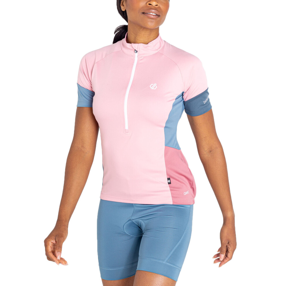 (12, Powder Pink) Dare 2B Womens Compassion II Lightweight Short Sleeve Cycling Jersey Top