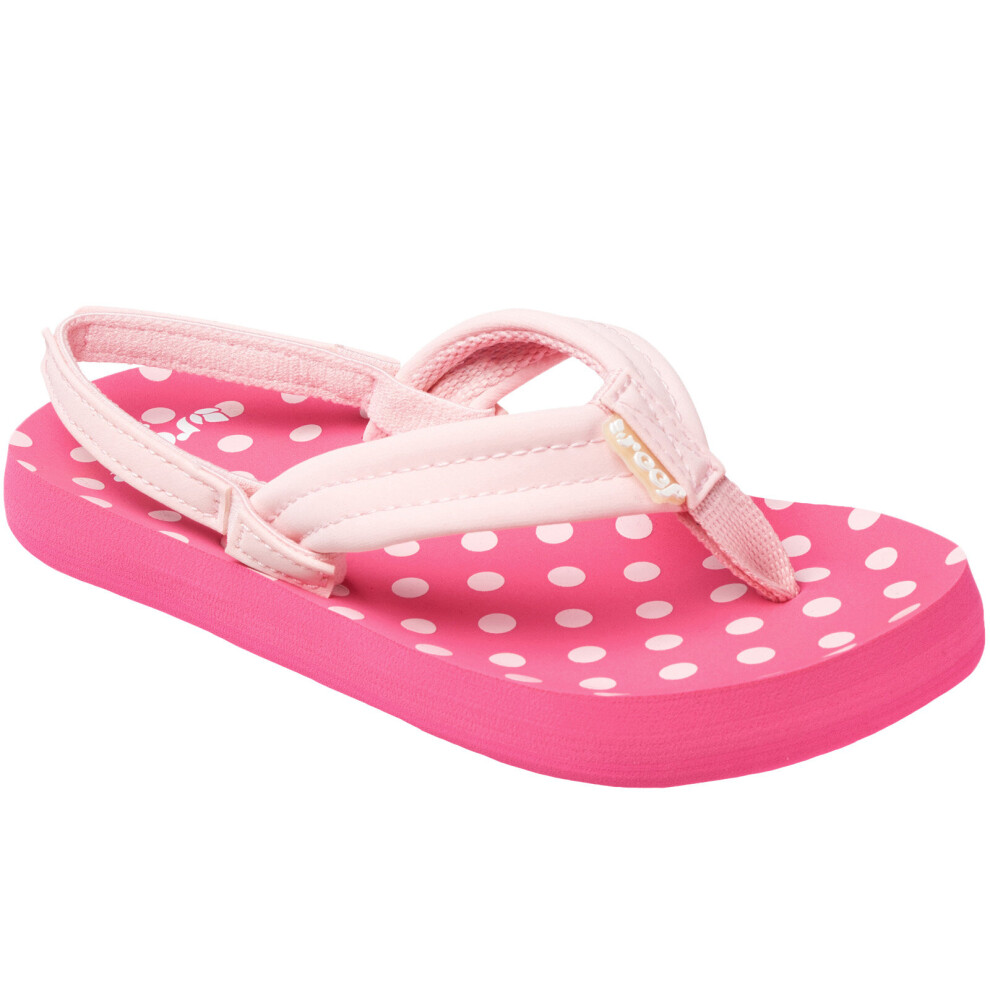 (2/3K, Pink Polka) Reef Little Ahi Kids Girls Summer Beach Holiday Pool Slip On Flip Flops Sandals