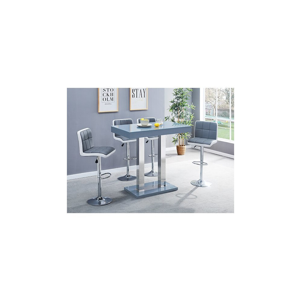 Caprice Grey High Gloss Bar Table 4 Copez Grey White Stools