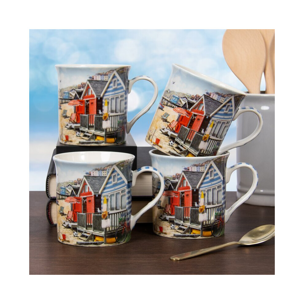 Sandy Bay Mugs Set of 4 Ceramic Hot Drinks Tea Coffee Mug Kitchenware Gift Box