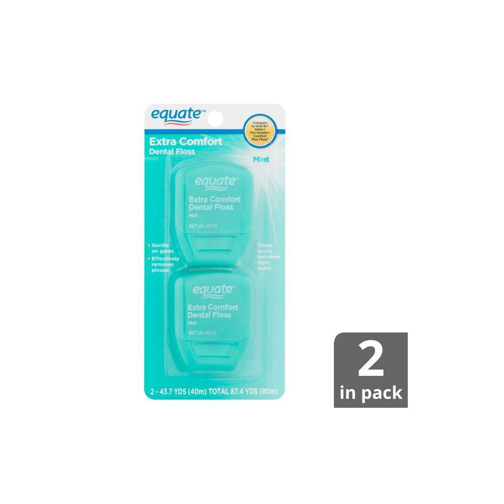 Equate Extra Comfort Mint Dental Floss, 40M, 2 Count