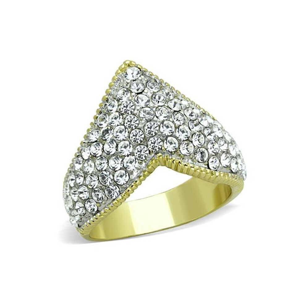 Alamode TK1562-8 Women Two-Tone IP Gold Stainless Steel Ring with Top Grade Crystal in Clear - Size 8-image-OPC-P965SH2-NEW
