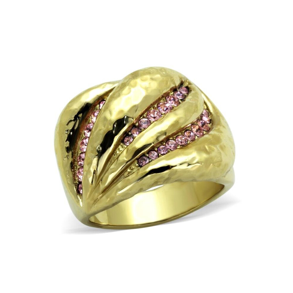Photos - Ring Alamode TK1638-8 Women IP Gold Stainless Steel  with Top Grade Crystal in Light Rose - Size 8