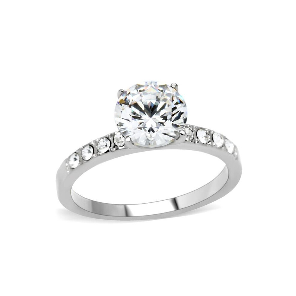 Photos - Ring Alamode TK198-9 Women High Polished Stainless Steel  with AAA Grade CZ in Clear - Size 9