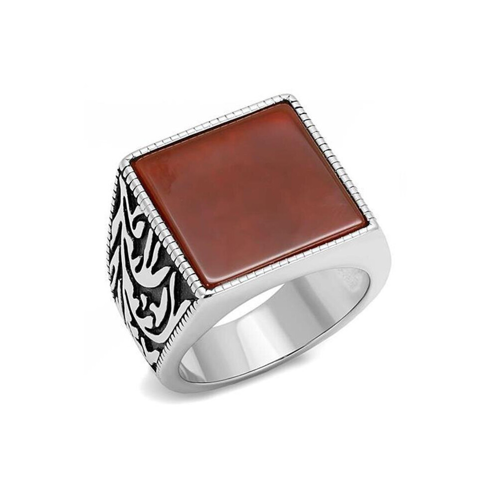Photos - Ring Alamode TK3189-13 Men High Polished Stainless Steel  with Semi-Precious in Siam - Size 13