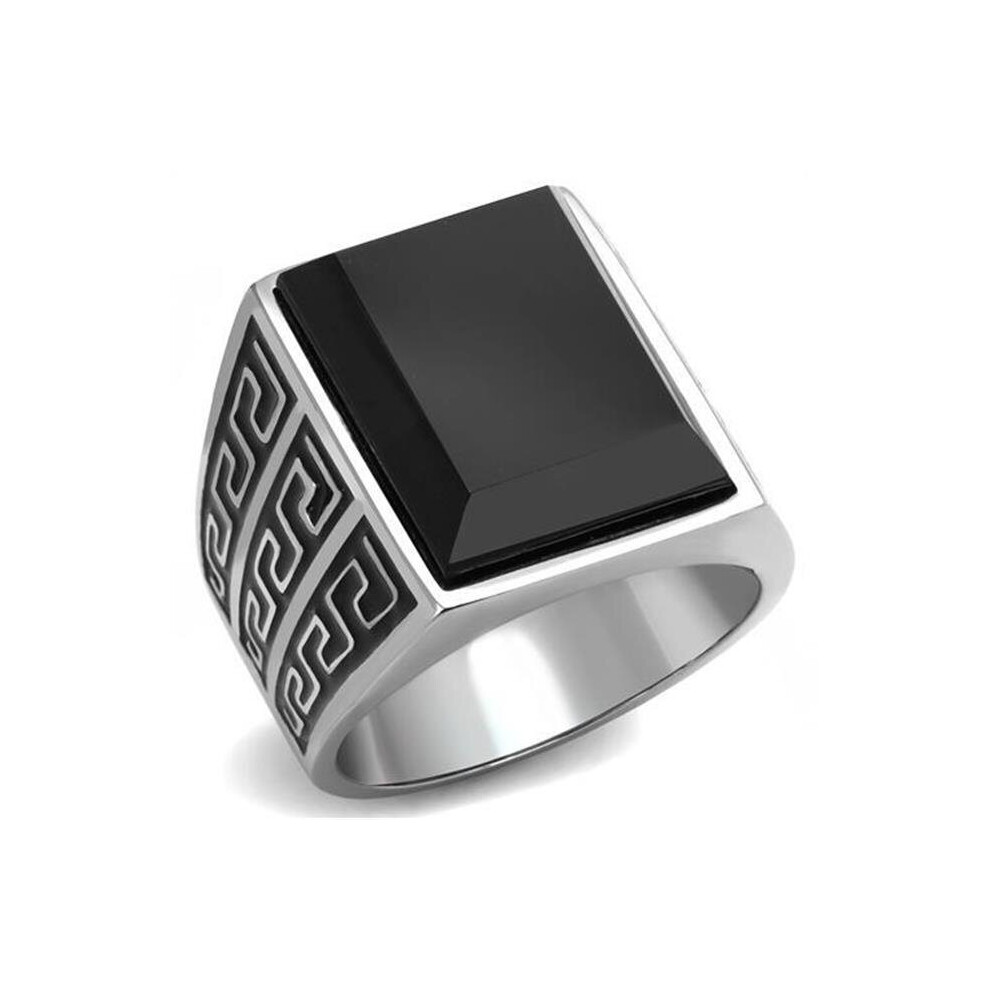Photos - Ring Alamode TK3076-9 Men High Polished Stainless Steel  with Synthetic in Jet - Size 9