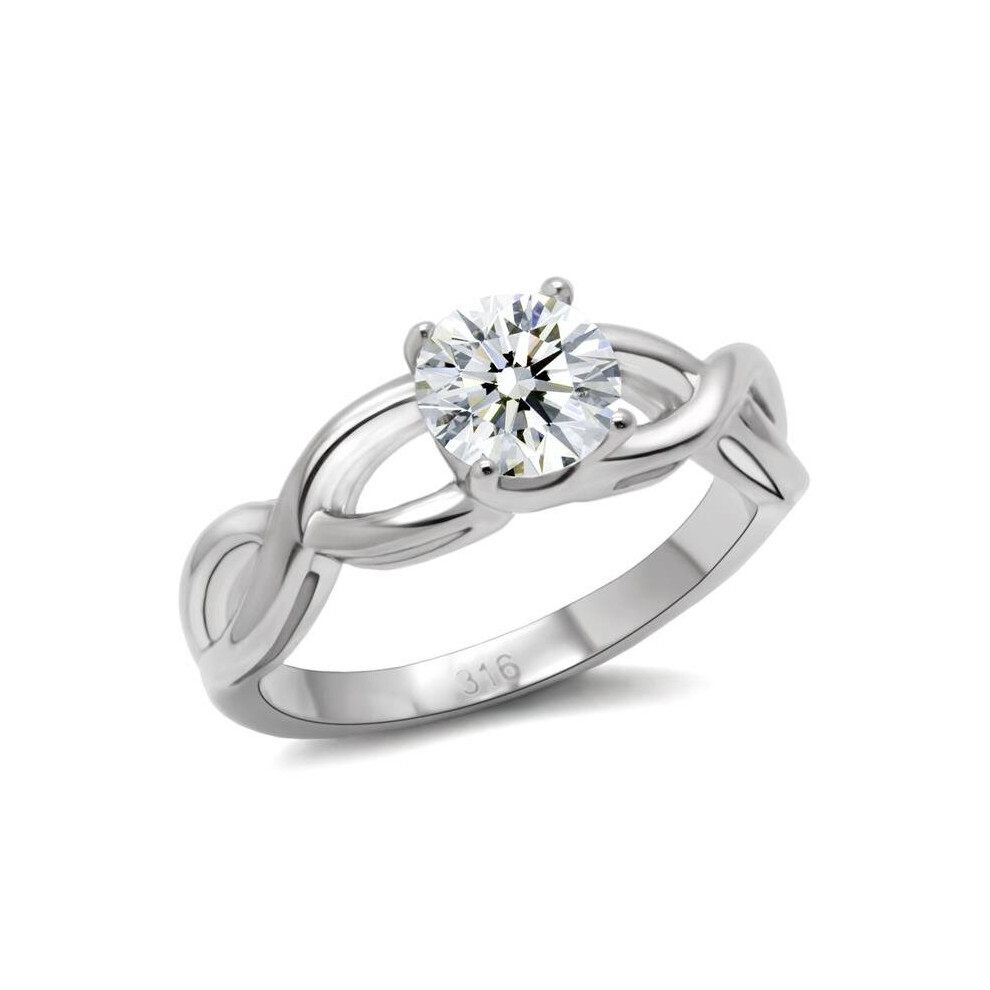 Photos - Ring Alamode TK065-9 Women High Polished Stainless Steel  with AAA Grade CZ in Clear - Size 9