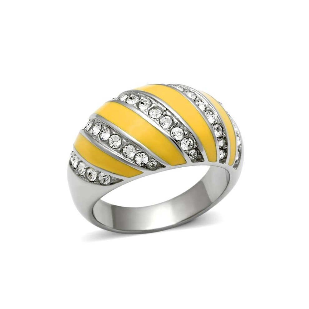 Photos - Ring Alamode TK506-7 Women High Polished Stainless Steel  with Top Grade Crystal in Clear - Size 7