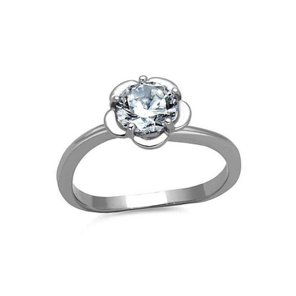Photos - Ring Alamode TK1540-10 Women High Polished Stainless Steel  with AAA Grade CZ in Clear - Size 10