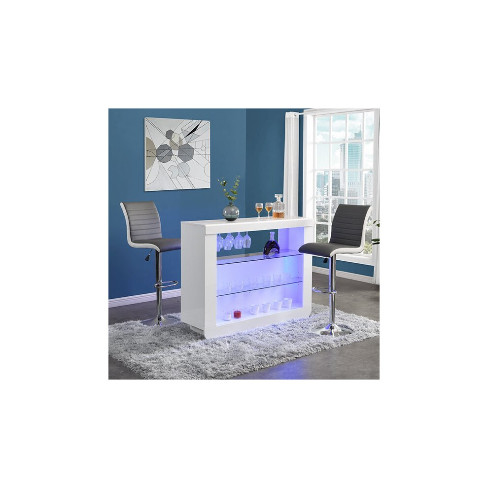 Fiesta White High Gloss Bar Table With 2 Ritz Grey White Stools-image-OPC-P95XXN8-NEW