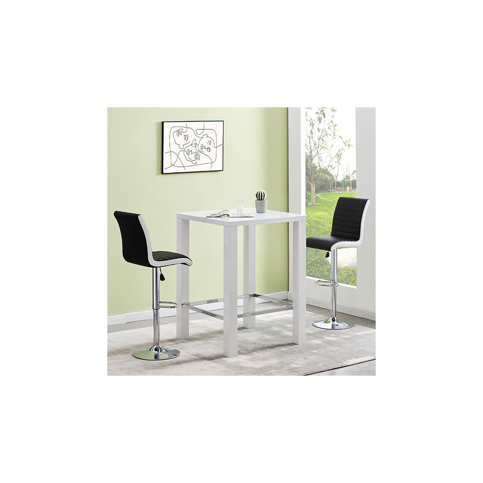 Jam Square Glass White Gloss Bar Table 2 Ritz Black White Stool-image-OPC-P95XXS2-NEW