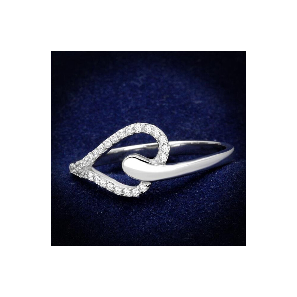 Photos - Ring Alamode TS269-6 Women Rhodium 925 Sterling Silver with AAA Grade CZ in Clear - Size 6