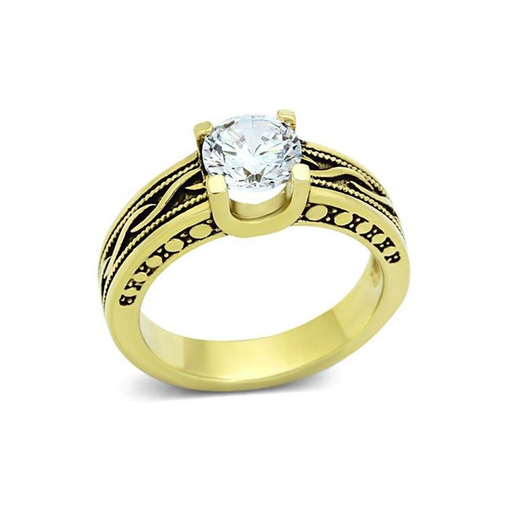 Photos - Ring Alamode TK1410-10 Women IP Gold Stainless Steel  with AAA Grade CZ in Clear - Size 10