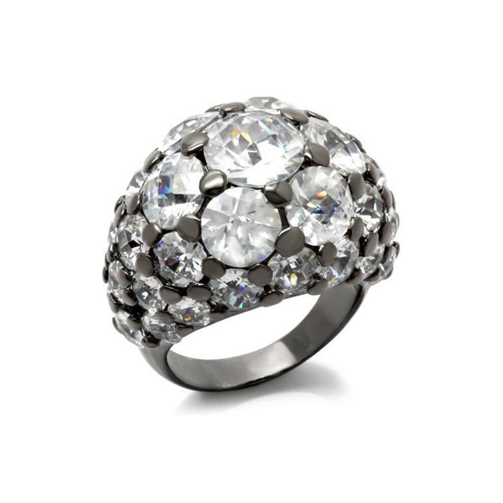 Photos - Ring Alamode LOA942-7 Women Ruthenium Brass  with AAA Grade CZ in Clear - Size 7