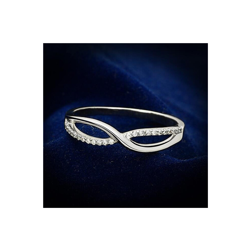 Photos - Ring Alamode TS087-9 Women Rhodium 925 Sterling Silver  with AAA Grade CZ in Clear - Size 9