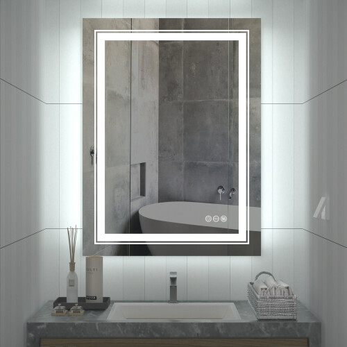 Led Backlit Light Badezimmer Spiegel Wandmontage Dimmer Makeup Spiegel 1
